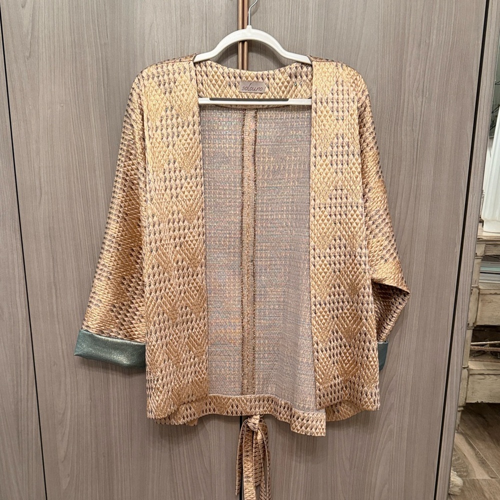 Lightweight Metallic Gold Open Jacket